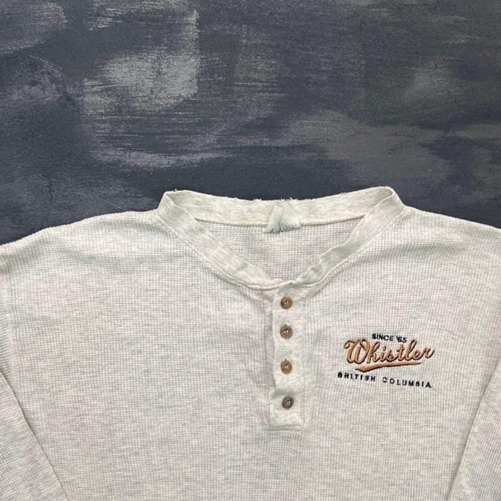 Vintage Whistler British Columbia Thermal Shirt Mens Large Gray 1990s Canada - Picture 2 of 8